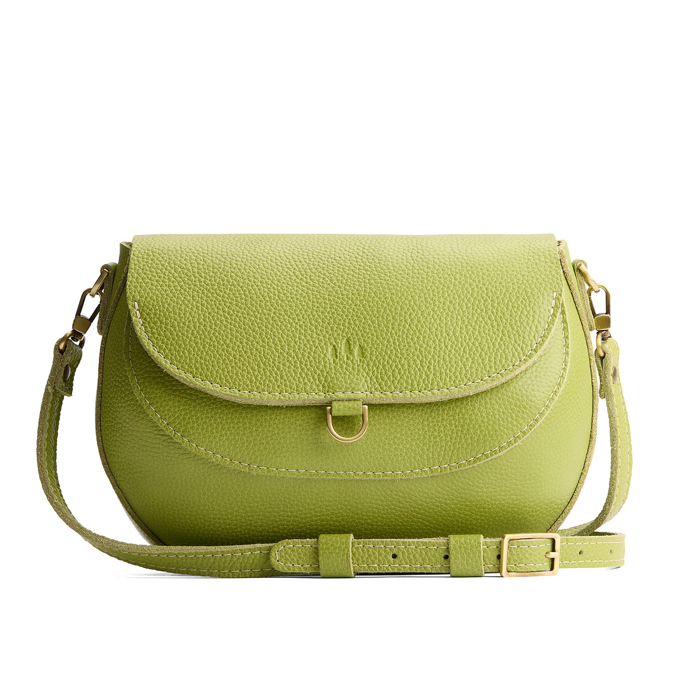 Wasabi*Large | Leather Crossbody with a flap and magnetic closure