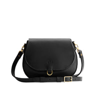 Black*Small | Petite leather Crossbody with a flap and magnetic closure