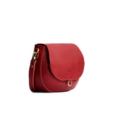 Chili Red Small | Petite leather Crossbody with a flap and magnetic closure