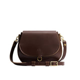 Chocolate Brown Small | Petite leather Crossbody with a flap and magnetic closure