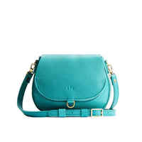 Seafoam*Small | Petite leather Crossbody with a flap and magnetic closure