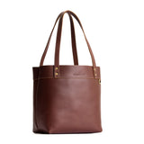 Cognac | Leather tote bag with riveted straps and exterior key loop