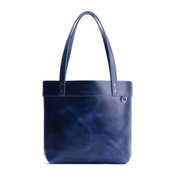Cowboy Blue | Leather tote bag with riveted straps and exterior key loop