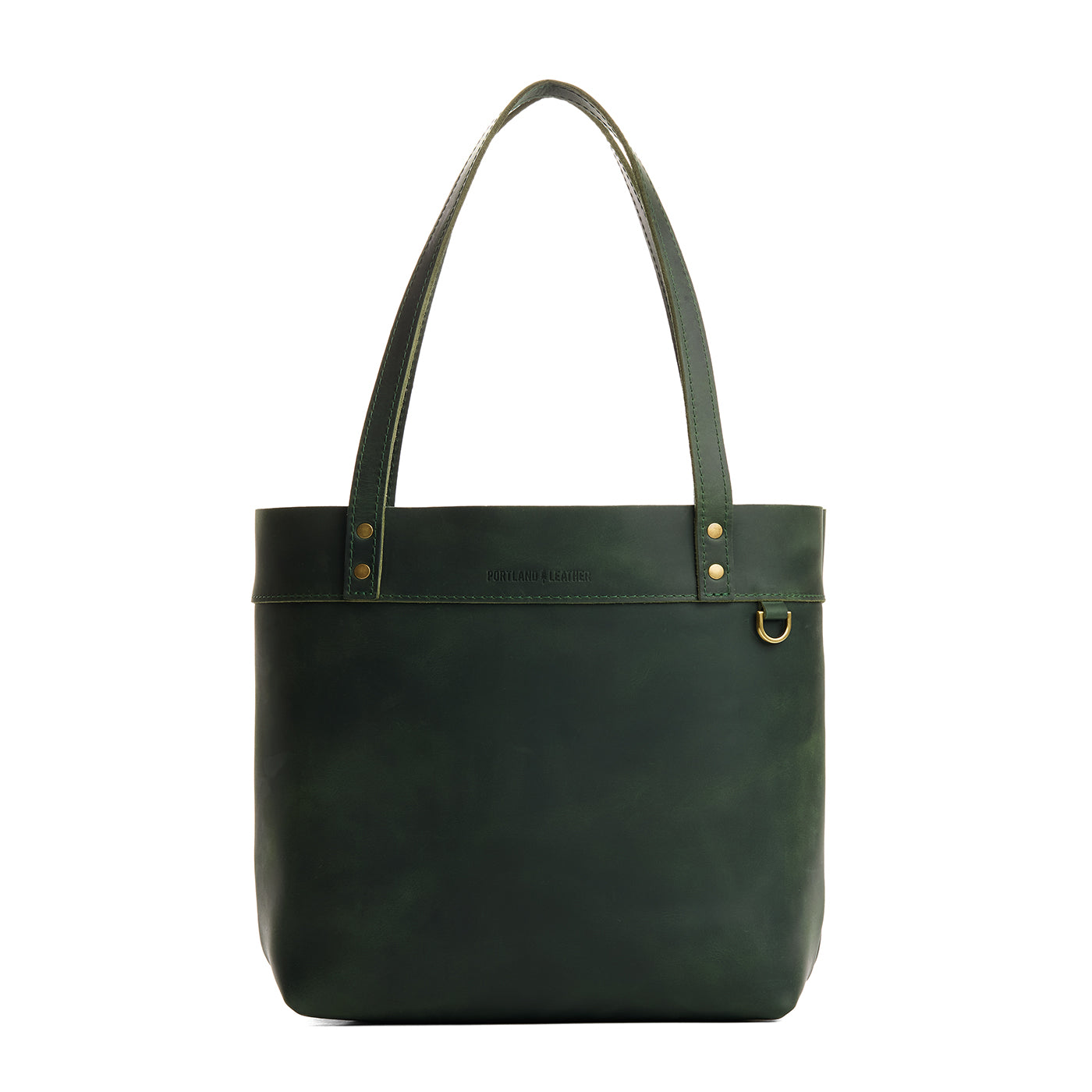 Evergreen | Leather tote bag with riveted straps and exterior key loop