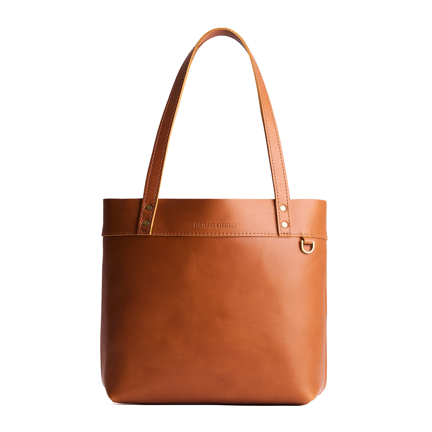 Honey | Leather tote bag with riveted straps and exterior key loop
