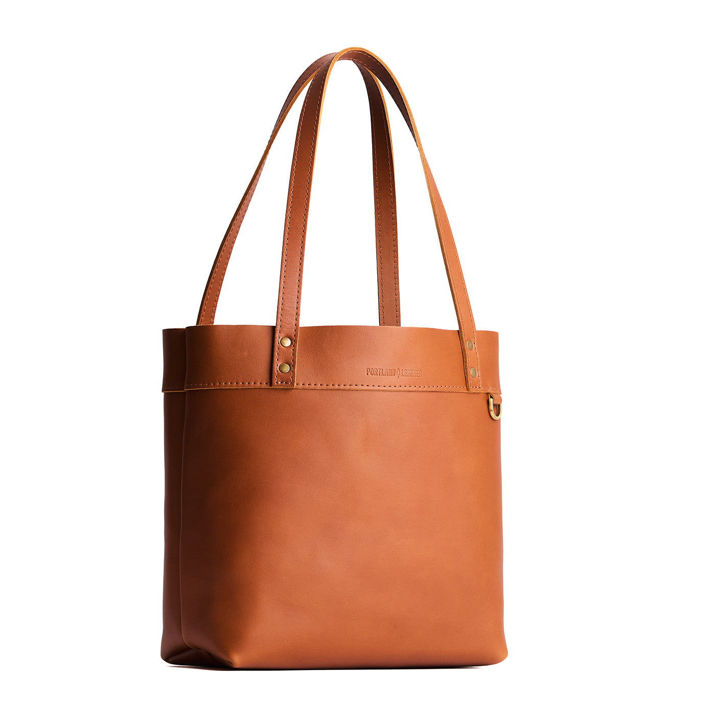 Honey | Leather tote bag with riveted straps and exterior key loop