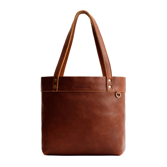 Nutmeg | Leather tote bag with riveted straps and exterior key loop