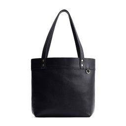 Pebbled--black | Leather tote bag with riveted straps and exterior key loop