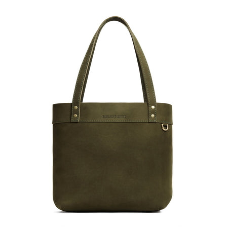 Verdant*Medium*Classic | Leather tote bag with riveted straps and exterior key loop