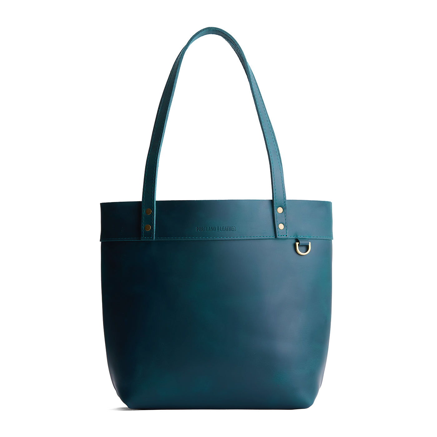 Westward Blue | Leather tote bag with riveted straps and exterior key loop