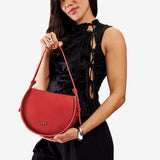 Ruby | Model wearing a rounded structured shoulder bag