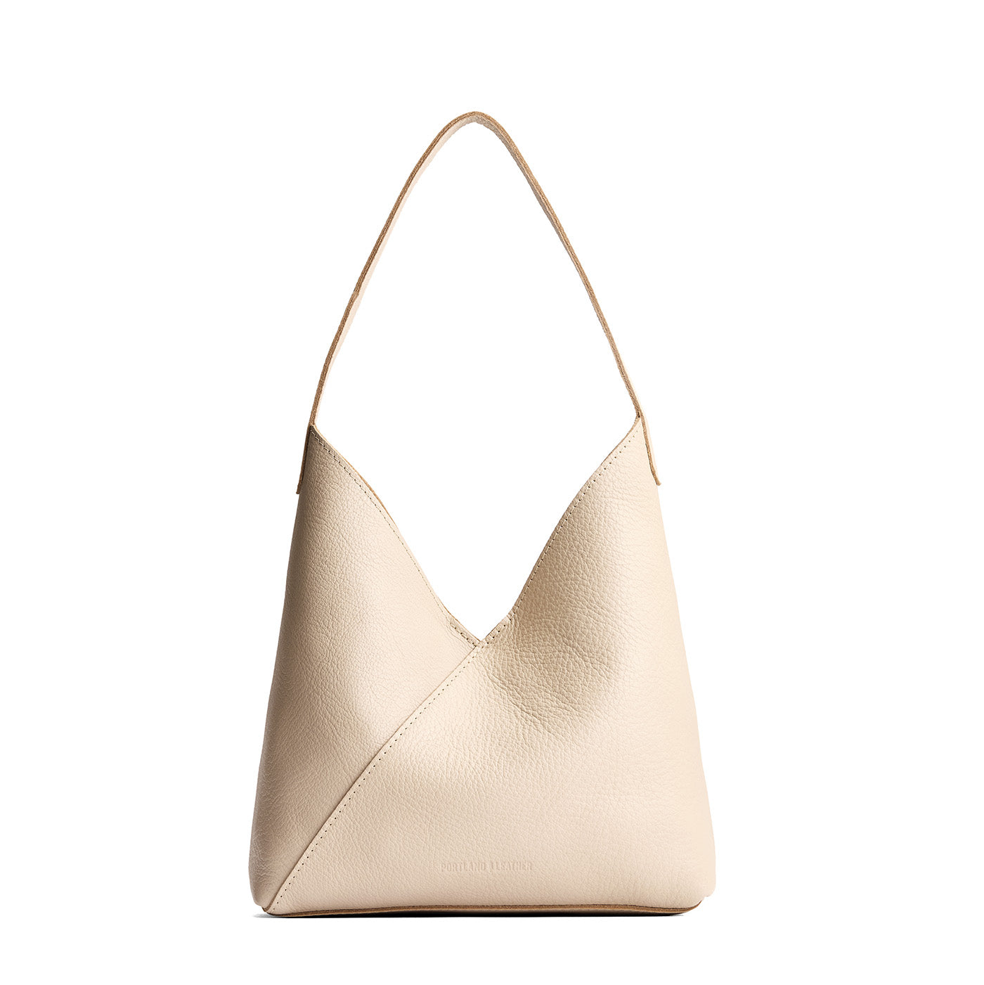 Pebbled Bone*Large | Mid-size shoulder bag with magnetic snap closure