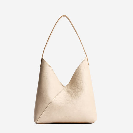 Pebbled Bone*Small | Petite shoulder bag with adjustable strap and magnetic snap closure