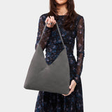 Smoke Grey Oversized | Model wearing large shoulder bag with magnetic snap 