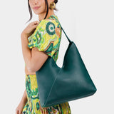 Sea Glass Oversized | Model wearing large shoulder bag with magnetic snap closure