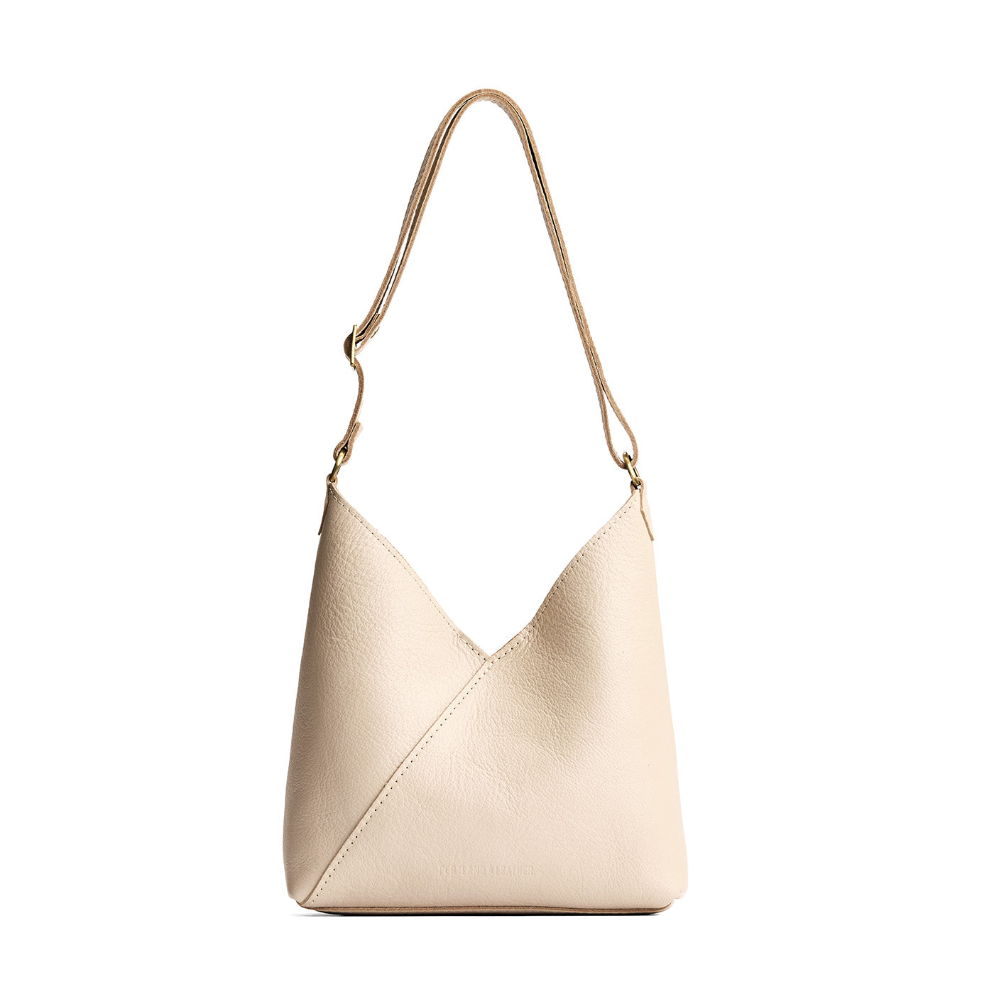 Pebbled Bone*Small | Petite shoulder bag with adjustable strap and magnetic snap closure