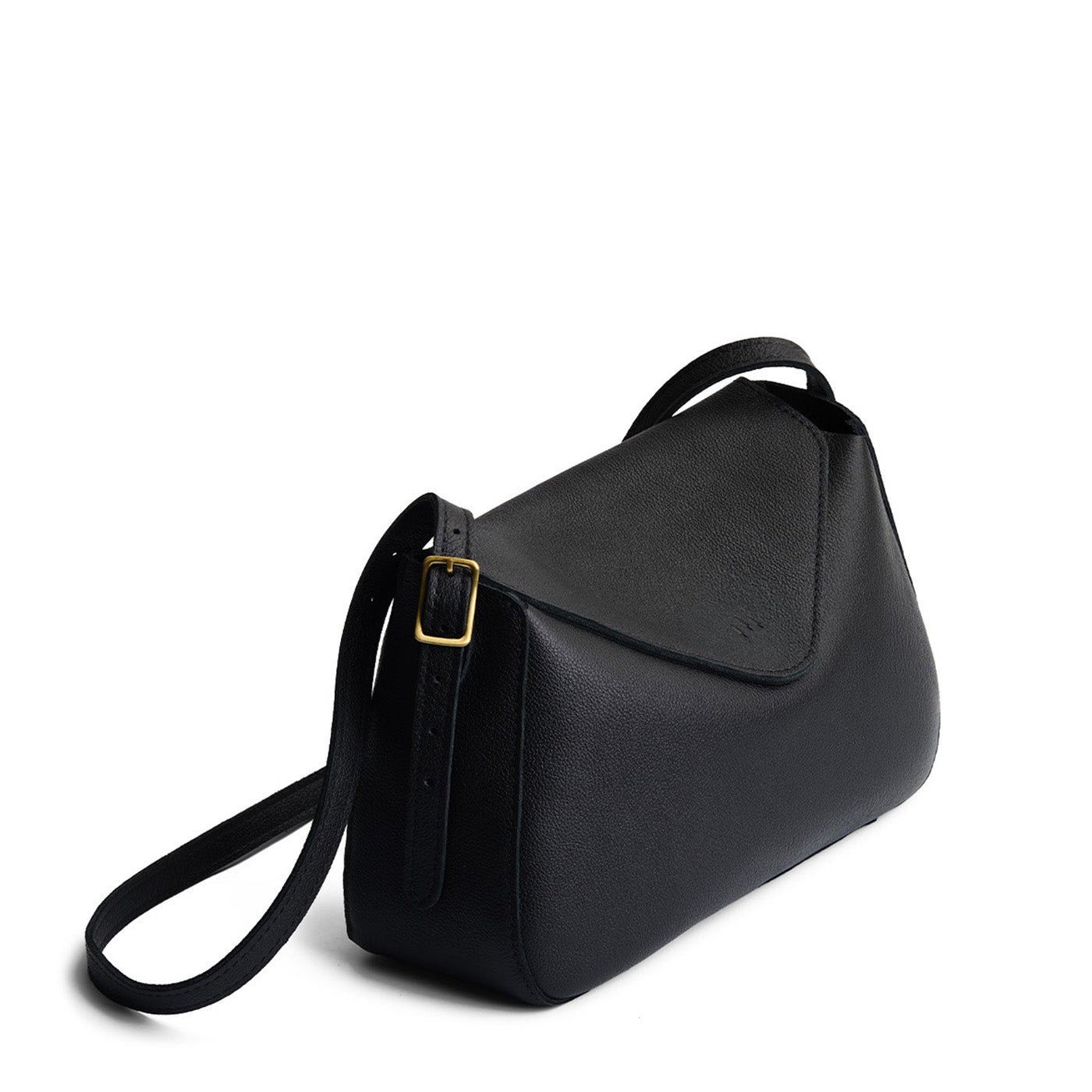 Pebbled--black*Medium | Leather Crossbody with a flap and magnetic closure