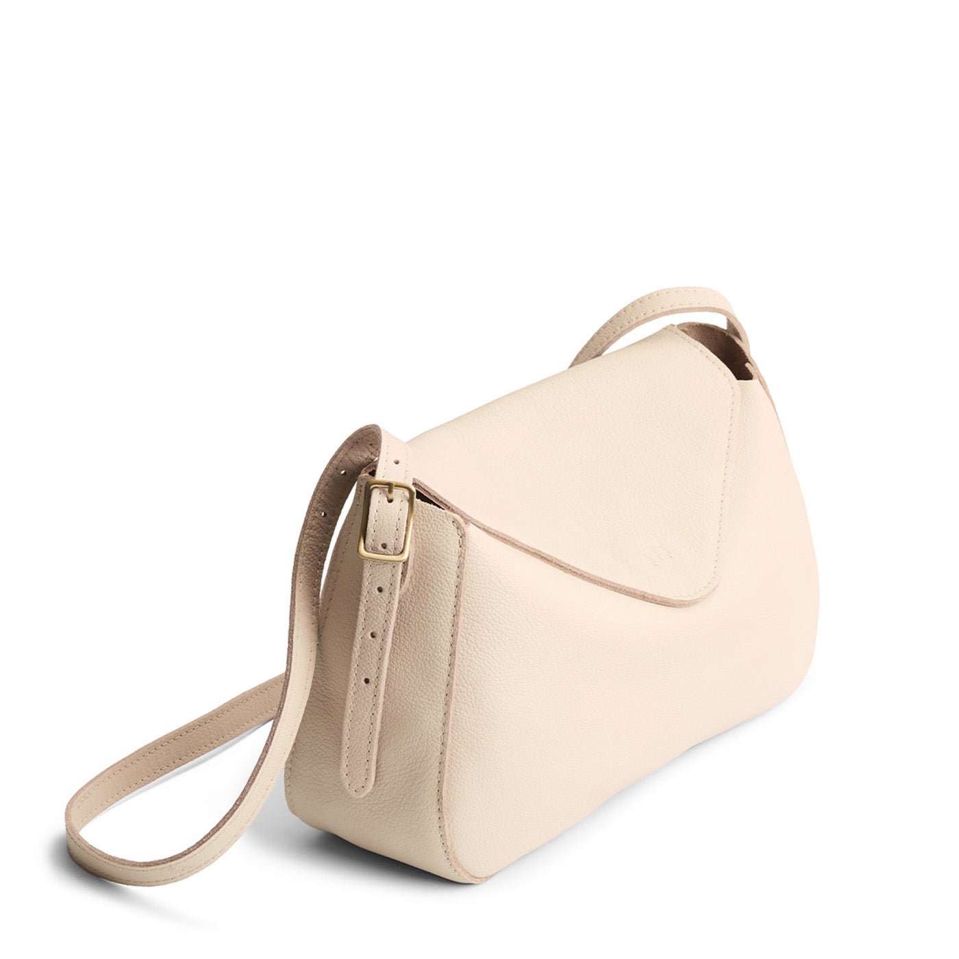 Pebbled Bone*Medium | Leather Crossbody with a flap and magnetic closure