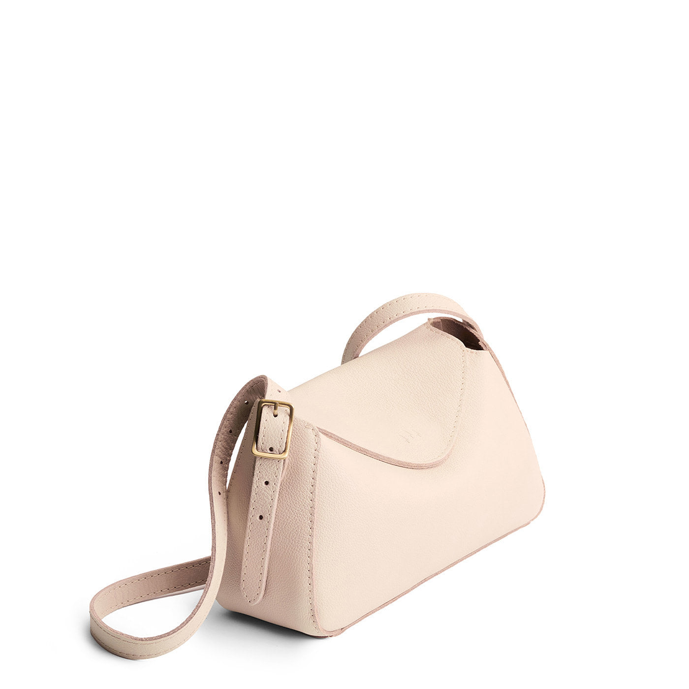 Pebbled Bone*Small | Leather Crossbody with a flap and magnetic closure