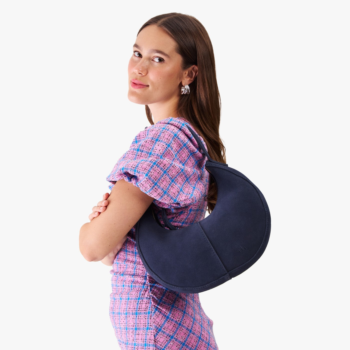 Alaska Blue*Classic | Crescent shaped shoulder bag with zipper closure and adjustable strap