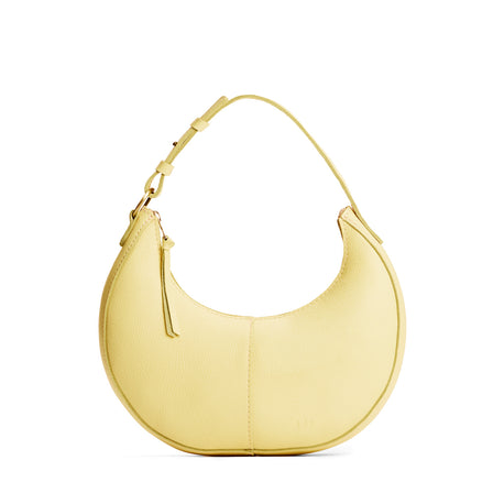Butter Bliss*Classic | Crescent shaped shoulder bag with zipper closure and adjustable strap