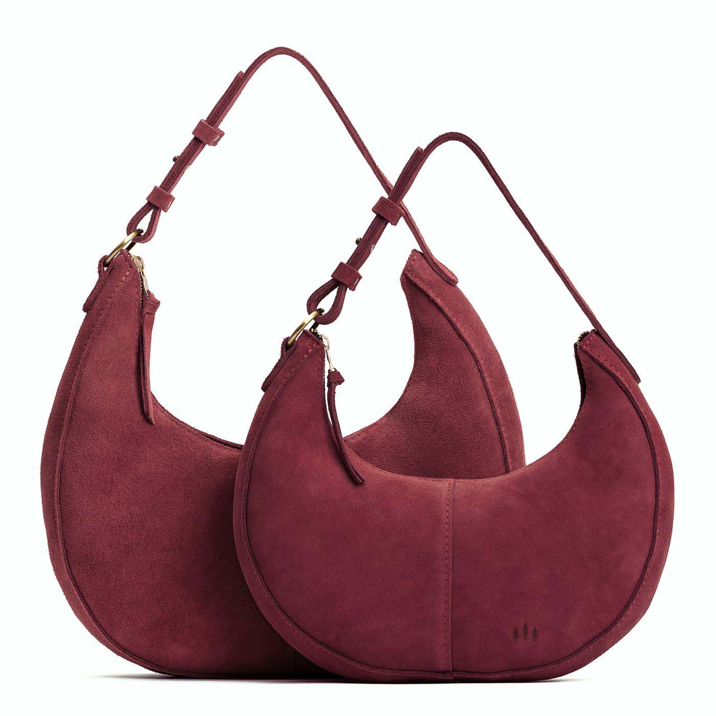 Red Panda | Crescent shaped shoulder bag with zipper closure and adjustable strap