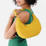 Hello Yellow Classic | Crescent shaped shoulder bag with zipper closure and adjustable strap
