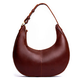 Cognac*Large  | Large crescent shaped shoulder bag with zipper closure and adjustable strap