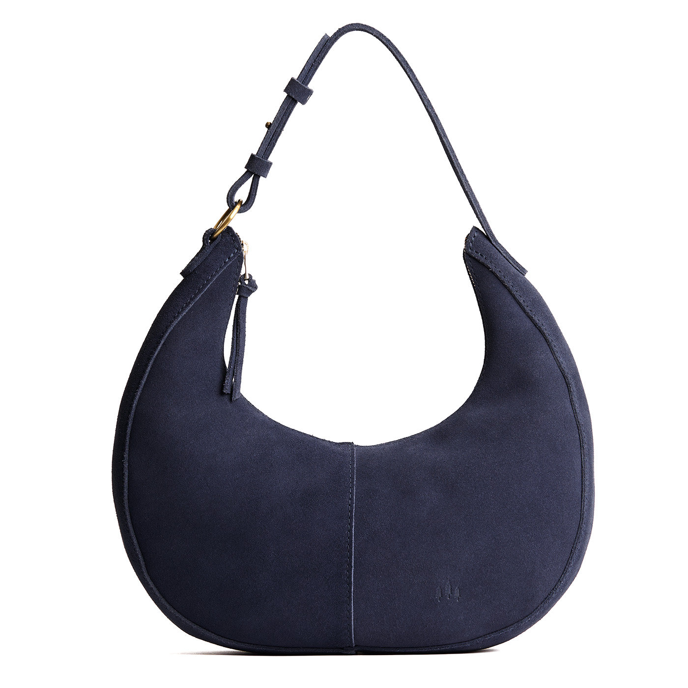 Alaska Blue*Large | Crescent shaped shoulder bag with zipper closure and adjustable strap