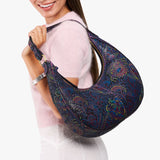 Carnival Large  | Large crescent shaped shoulder bag with zipper closure and adjustable strap