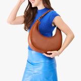Honey Large| Crescent shaped shoulder bag with zipper closure and adjustable strap