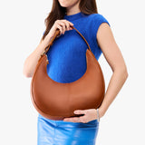 Honey Large| Crescent shaped shoulder bag with zipper closure and adjustable strap
