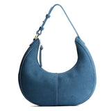 Mariner Blue Large | Crescent shaped shoulder bag with zipper closure and adjustable strap