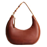 Nutmeg Large | Large crescent shaped shoulder bag with zipper closure and adjustable strap