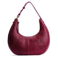Orchid*Large | Crescent shaped shoulder bag with zipper closure and adjustable strap