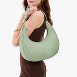 Pistachio Large | Large crescent shaped shoulder bag with zipper closure and adjustable strap