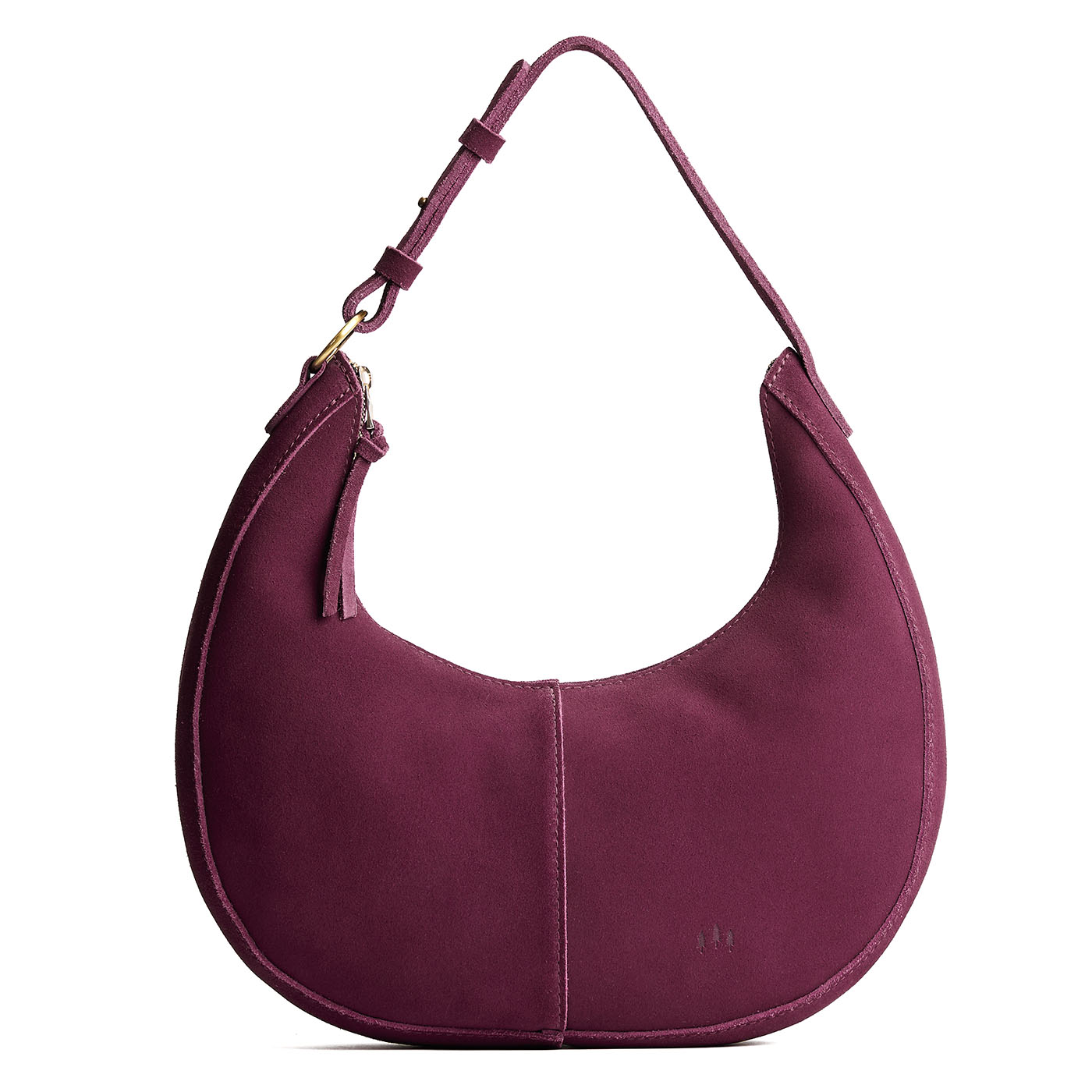 Superbloom*Large | Crescent shaped shoulder bag with zipper closure and adjustable strap
