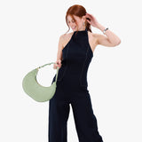 Pistachio Classic | Crescent shaped shoulder bag with zipper closure and adjustable strap