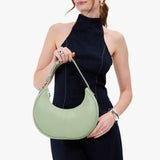 Pistachio Classic | Crescent shaped shoulder bag with zipper closure and adjustable strap