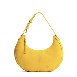 Hello Yellow*Classic | Crescent shaped shoulder bag with zipper closure and adjustable strap