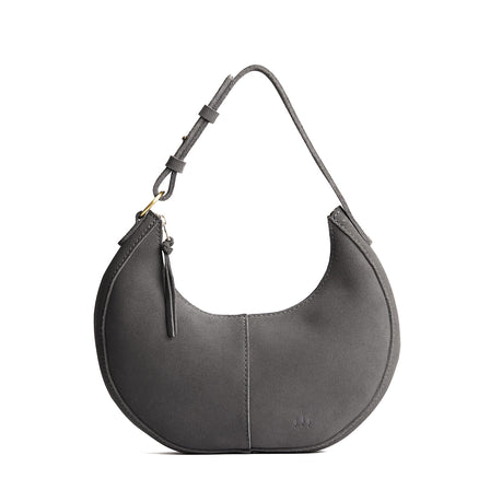 Smoke Grey*Classic | Crescent shaped shoulder bag with zipper closure and adjustable strap