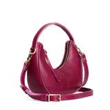 Orchid | Crescent shaped shoulder bag with zipper closure and gold accents