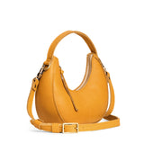 Sunshine | Crescent shaped shoulder bag with zipper closure and gold accents