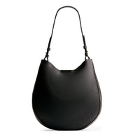 Pebbled--black*Large | Rounded shoulder bag with adjustable strap on a white background