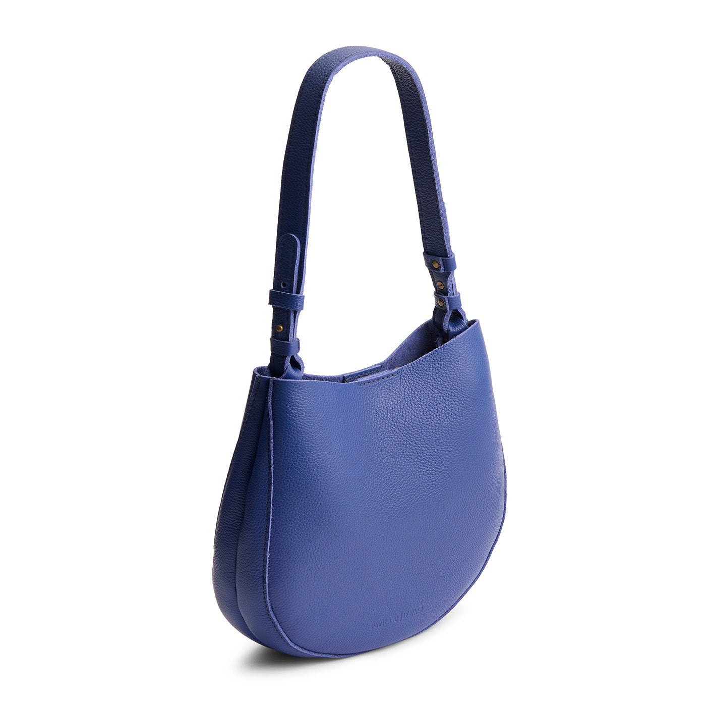 Molino Blue*Medium | Rounded shoulder bag with adjustable strap on a white background