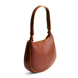 Nutmeg Medium | Rounded shoulder bag with adjustable strap on a white background