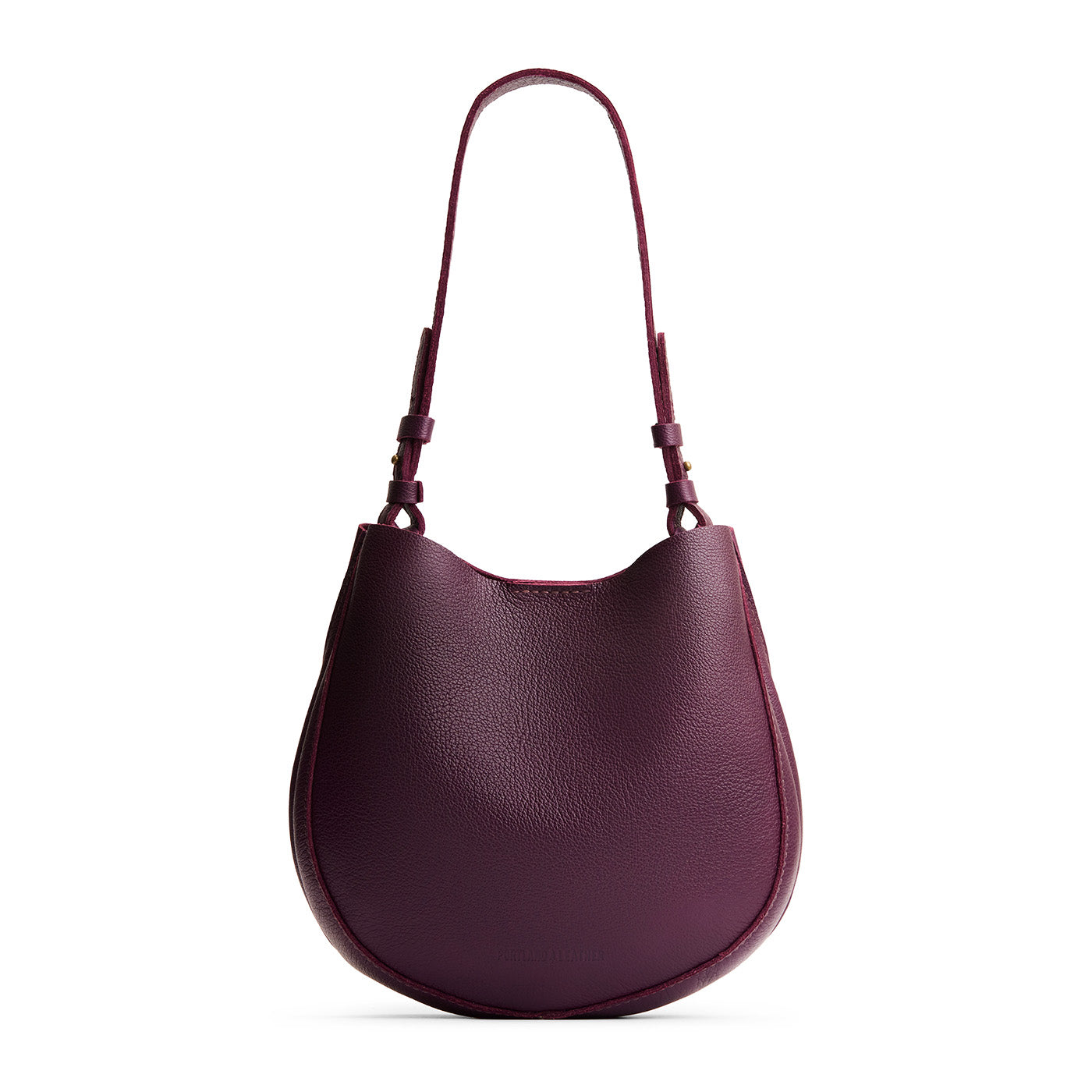 Plum*Medium | Rounded shoulder bag with adjustable strap on a white background