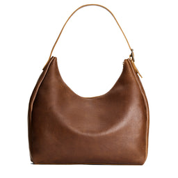 Asheville*Oversized | U-shaped, flat-bottomed leather shoulder bag with adjustable strap