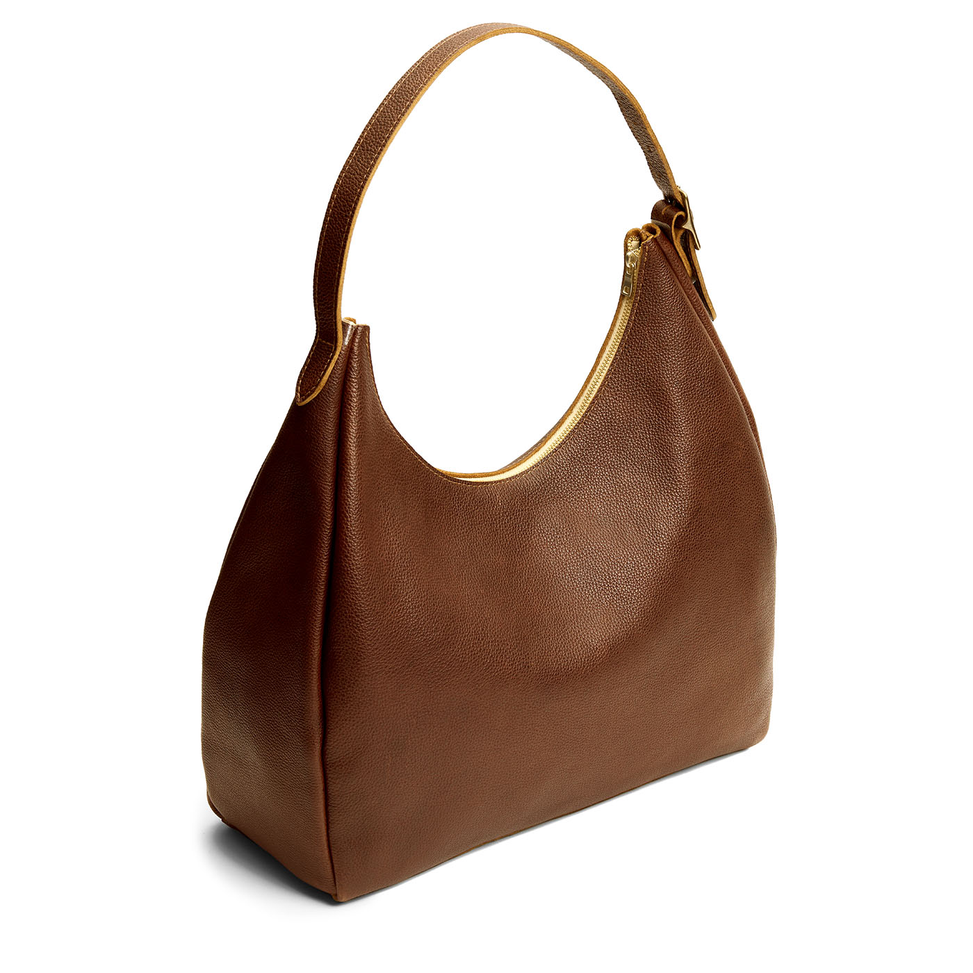 Asheville*Oversized | U-shaped, flat-bottomed leather shoulder bag with adjustable strap