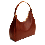 Nutmeg Oversized | U-shaped, flat-bottomed leather shoulder bag with adjustable strap